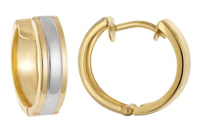 trendor Schmuck Damen-Ohrringe Klapp-Creolen 333 Gold (8 Kt.) Bicolor ? 15 mm 21752