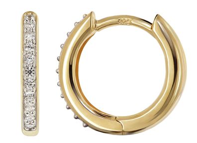 trendor Schmuck Kleine Creolen Zirkonia 925 Silber vergoldet Ohrringe ? 12 mm 21845