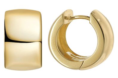 trendor Schmuck Damen-Ohrringe 925 Silber Vergoldet Klapp-Creolen Ø 15 mm 21939
