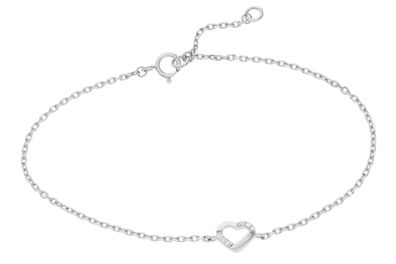 trendor Schmuck Damenarmband mit Herzchen 925 Silber Rhodiniert 18,5 cm 21877