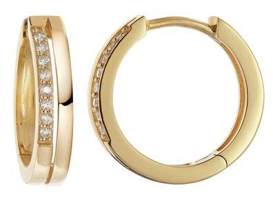trendor Schmuck Damen-Ohrringe Creolen 925 Silber Vergoldet mit Zirkonia Ø 15 mm 219