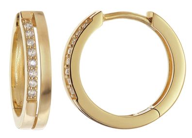 trendor Schmuck Damen-Ohrringe Creolen 925 Silber Vergoldet mit Zirkonia Ø 15 mm 219