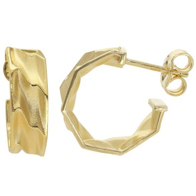 trendor Schmuck Damen-Ohrringe 925 Silber Vergoldet Halb-Creolen 15 mm 31151