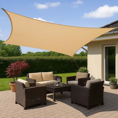 Sonnensegel 3,6x3,6m beige Sonnenschutz Windschutz Sonnendach rechteckig