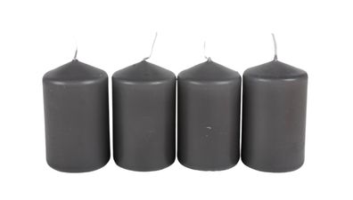 Adventskranzkerzen grau 4er-Set Weihnachtskerze Stumpen Wachskerze 50x80mm