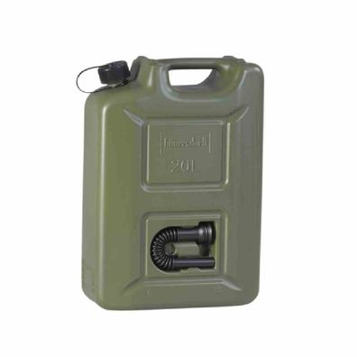 1 x Kraftstoffkanister HD-PE oliv Inhalt 20l integriertes schwarzes Auslaufrohr