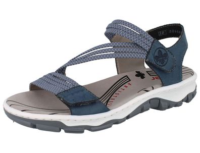 RIEKER Damen Trekkingsandale blau Textil/Kunstleder