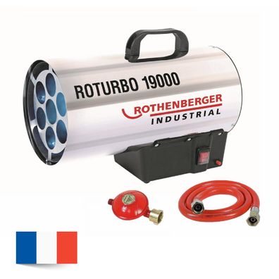 Rothenberger Gasheizkanone RoTurbo 19000 Heizgebläse 18,2 kW Piezo Edelstahl