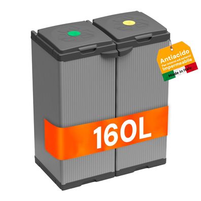 Avilia Duo 80 Mélltrennbehälter 2 Fächer je 80 l Kunststoff grau Defekt