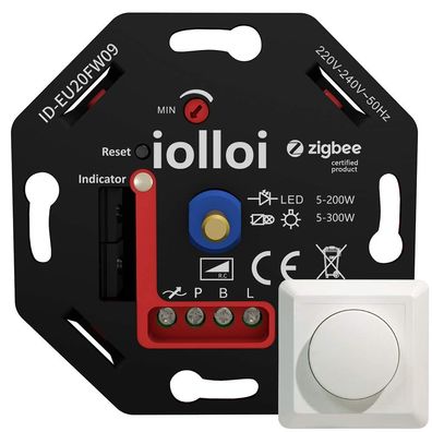 iolloi Zigbee Drehdimmer 230V Phasenabschnitt fér LED 5-200W ohne Klemmkrallen