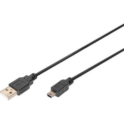 Digitus USB 2.0 Anschlusskabel Typ A -mini B, St/St 3.0m, sw