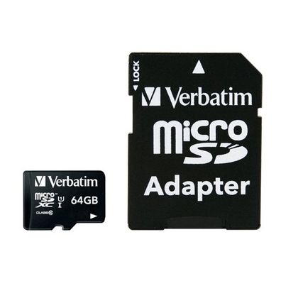 Micro SDHC Card Class 10 Verbatim 64BG mit Adapter