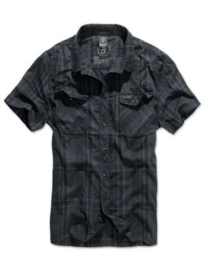 Brandit Hemd Roadstar Shirt, 1/2 Sleeve in Black/Blue