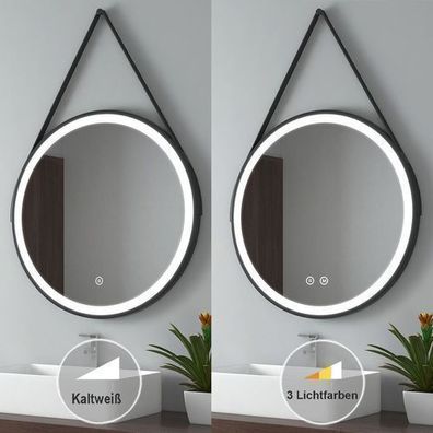 EMKE Badspiegel Rund Mit LED Beleuchtung Touch Wandspiegel Spiegel Ø50/60/70/80 cm