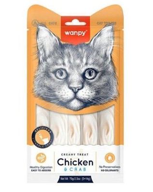 WANPY für Katzen Creamy Treat Chicken & CRAB 70 g Huhn und Krabbe