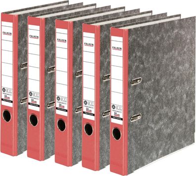 Original Falken 5er Pack Recycling-Ordner Wolkenmarmor. Made in Germany. 5 cm schmal