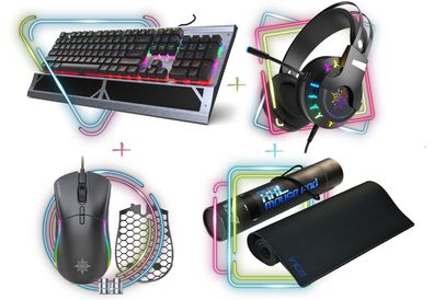 INCA Gaming (Inca;15,23,25,92) Komplet-Set Delux 4 in 1 Combo aus RGB Gaming-Tasta