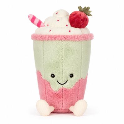 Jellycat Amuseables Berrity Latte Plueschtier Matcha-Erdbeere 19 cm