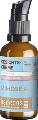 6x benecos benecosBIO Gesichtscreme BIO-Mandel - MIMOSE: (Für sensible Haut) 50ml