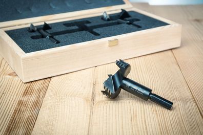 Bormax® Teelichtsatz Profi Forstnerbohrersatz im Holzkasten 3-teilig Ø 40, 50, 60 mm