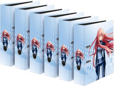 Original Falken 6er Pack Motiv-Ordner Manga Girl. Made in Germany. 8 cm breit DIN A4