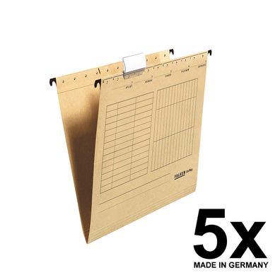 5x Falken Hängetasche 80004328 UniReg, braun 230g/m²-Kraftkarton, seitlich offen