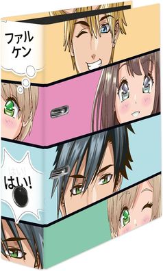 Original Falken 6er Pack Motiv-Ordner Manga Faces. Made in Germany. 8 cm breit DIN A4