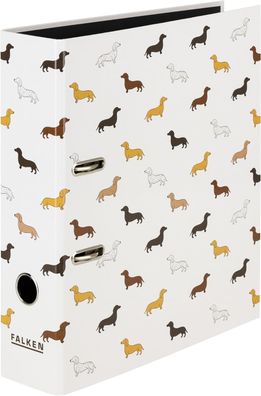 FALKEN Motiv-Ordner Dachshund Social Media 8 cm breit DIN A4 | Made in Germany glanzk