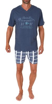 Lässiger Herren Shorty Pyjama kurzarm mit Karo-Shorts - 122 105 10 754