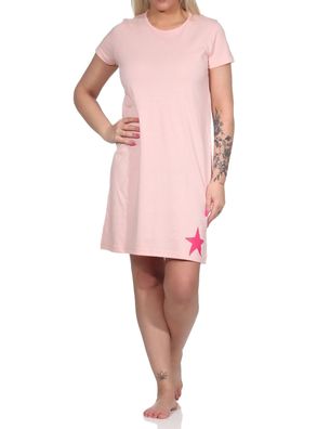 Damen Kurznachthemd, Bigshirt mit schöner Stern-Applikation - 112 214 10 735