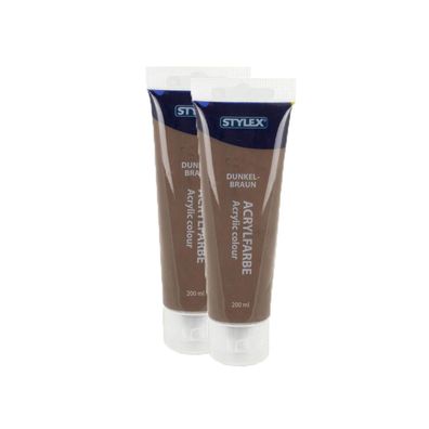 2x Acrylfarbe 200 ml STYLEX Acryl Farben Malfarbe Künstlerfarbe braun Dunkelbraun