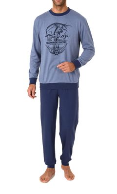 Herren Pyjama Schlafanzug langarm mit Bündchen - 212 101 10 907