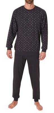 Herren Schlafanzug langarm, Pyjama mit Minimal-Print - 122 101 10 751