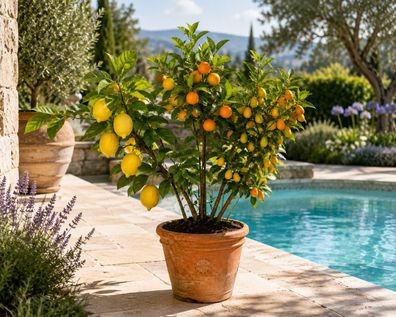 Amalfi Zitrus Trio ca. 70 cm Zitrone Calamondin Orange Kumquat Spalier Citrus