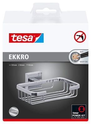 Tesa ekkro Seifenablage (NICHT BOHREN hochglanzverchromt, inkl. Klebelösung, hohe Hal