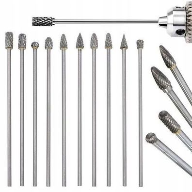 Rosfix Set Frässtifte Wolframkarbid – 3 mm Schaft | 100 mm Länge, 10 Stk