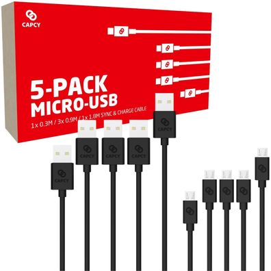 5x USB-A auf Micro-USB Ladekabel Datenkabel Kabel Schnellladekabel 5er Pack Set