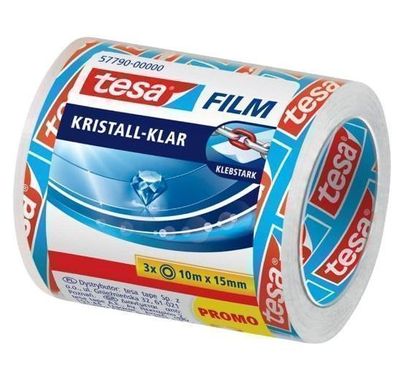 Tesa Transparentes Klebeband Set, 15mm x 10m, 3 Rollen