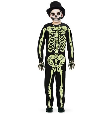 FRIES Overall Skelett Skull nachtleuchtend GID 1tlg Halloween Kinder
