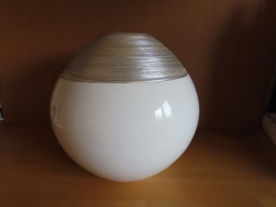 Vase Kugelvase Weiß mit silbernem 9,5 cm breitem Rand Formano