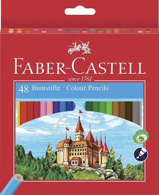 Faber-Castell 120148 - Eco Buntstifte, Leuchtkräftige Farben 48er Kartonetui mit Grat
