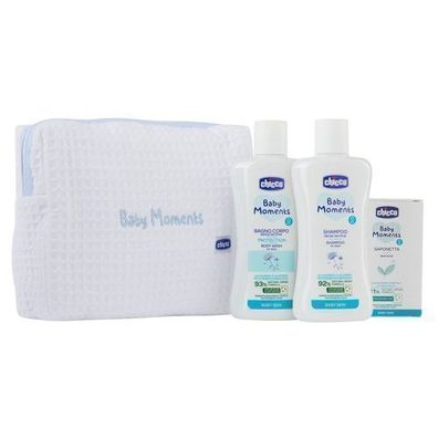 Chicco Baby Moments Badeset - Mildes Duschgel & Shampoo je 200 ml + Sanfte Seife