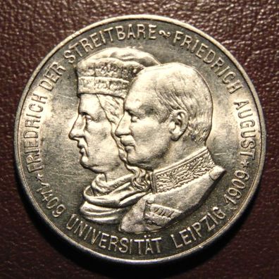 Sachsen. 2 Mark 1909. Universität Leipzg