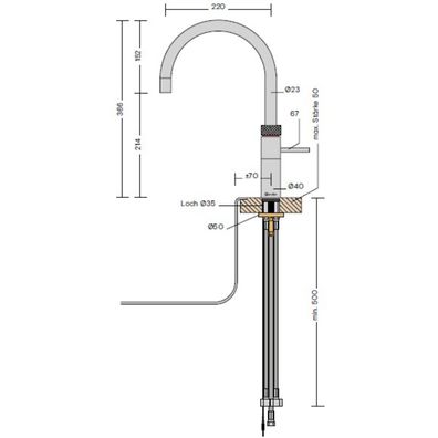 Quooker Wasserhahn mit PRO3 Heißwasser Reservoire & Sprudelwasser Wasser CUBE