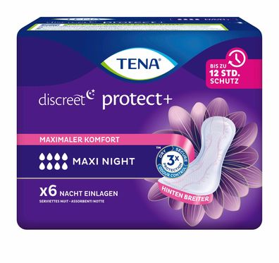 TENA Discreet Protect+ Maxi Night Inkontinenzeinlagen 6 Stück