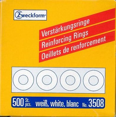 Verstärkungsringe Zweckform No3508 500Stk weiß