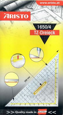 Lineal Geodreieck 25cm Plexiglas mit abnehmbarem Griff