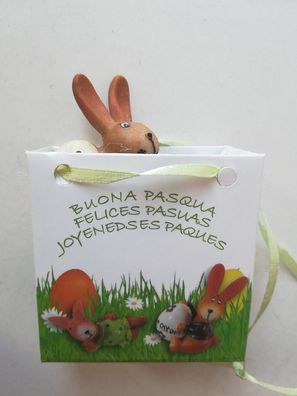 Osterhase niedlich im Präsent-Täschchen, ca 6cm (div. Farbe)