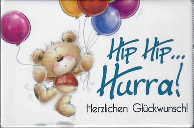Magnet Bärchen-Design mit liebevollem Spruch "Hip Hip Hura", 8x5,3cm