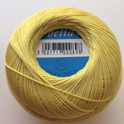 Häkelgarn BELLA 10 100%Bw. 50g Farbe 117 (gelb)